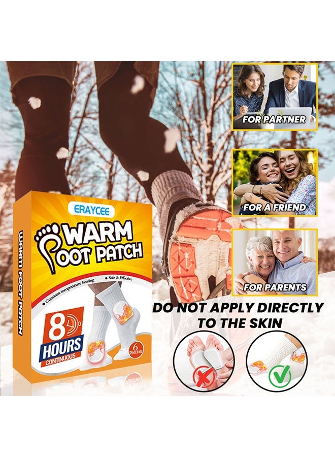 ERAYCEE Warm Foot Patch, 6PCS Foot Heating Patch, Up To 8 Hours Of Heat Long Lasting, Adhesive And Safe Heat Patch, Feet Warmers For Outdoor Activities Skiing Hiking, Heating Winter For On-The-Go Warmth, Warmer - Image 5